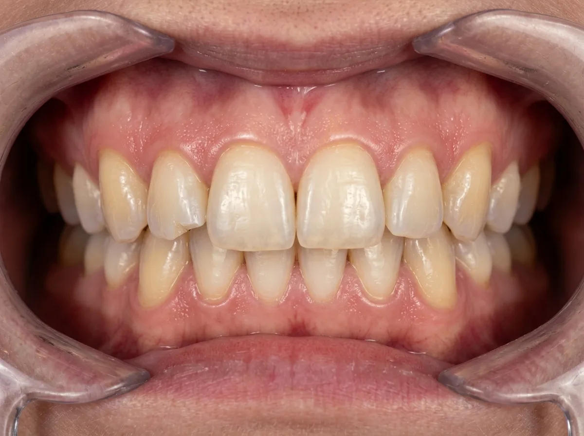 Same teeth on day 30 before food, slightly cleaner ivory enamel